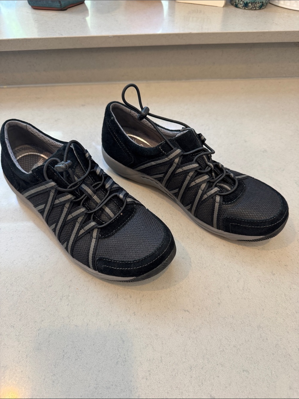 Dansko Women's Black and Gray Athletic Lace-Top Walking Shoes